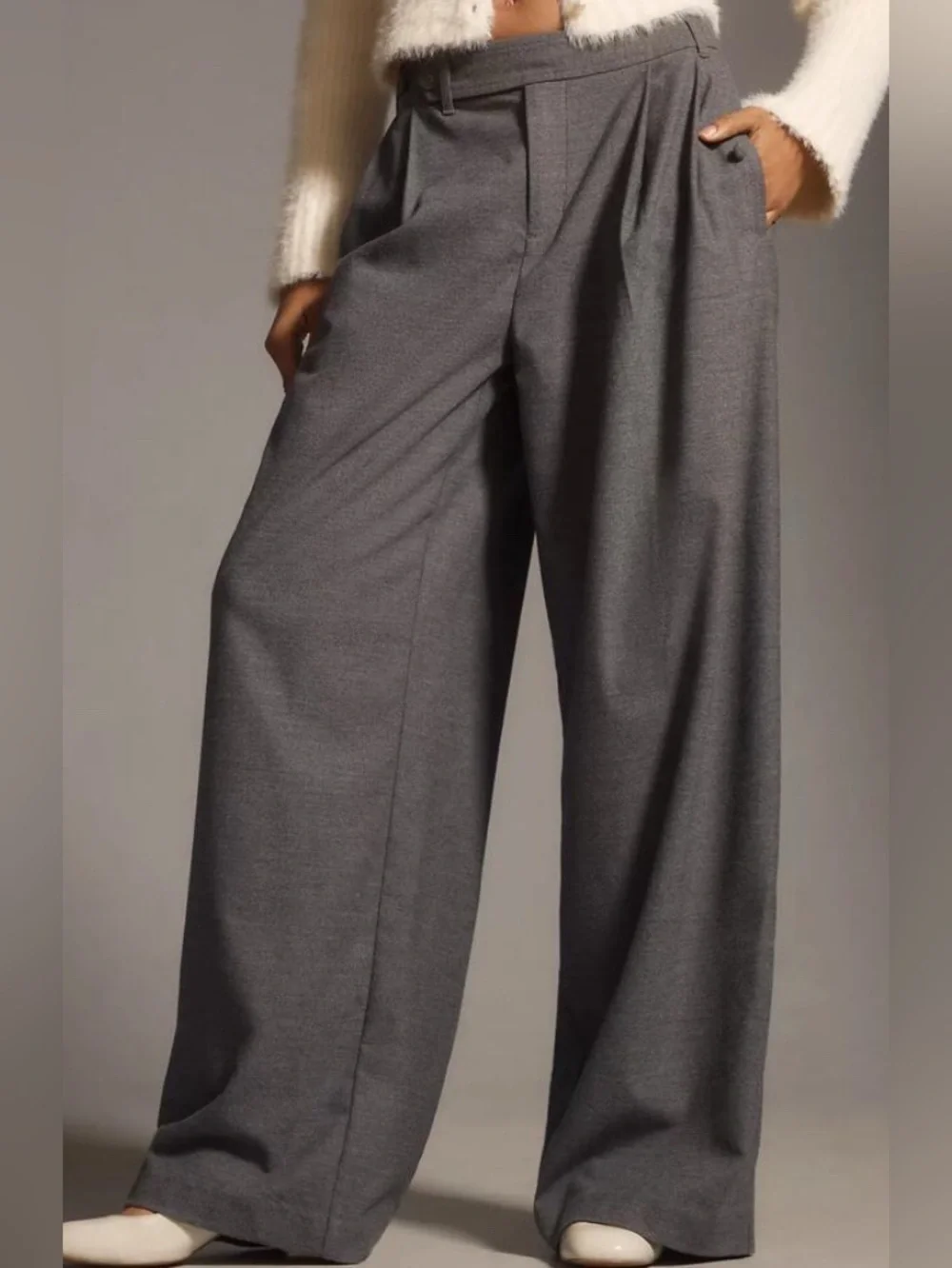 Anthropologie Melange Gray Wide Leg Trousers Size M - Picture 1 of 16